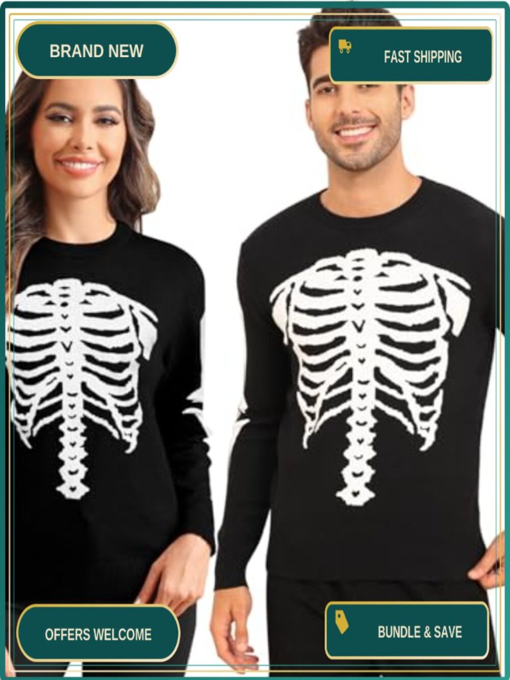 Ugly Christmas Sweater Couple Slim Fit Long Sleeve Knit Pullover